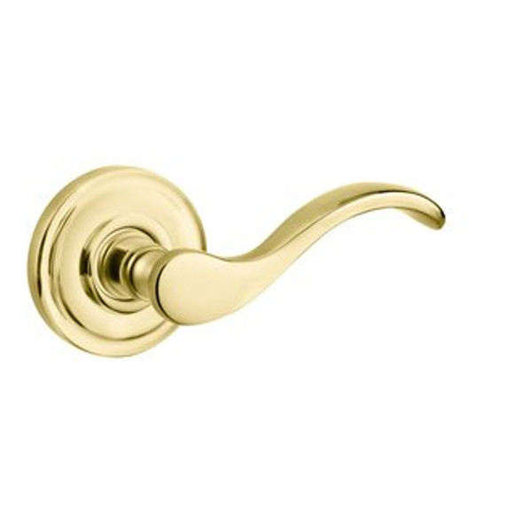 Baldwin 5455V.003.RMR/LMR Lifetime Polished Brass 1/2 Pair of 5455V Solid Brass Levers Minus Rosettes
