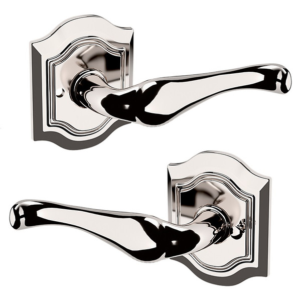 Baldwin 5447V055PRIV-PRE Lifetime Polished Nickel Privacy Lever with R027 Rose