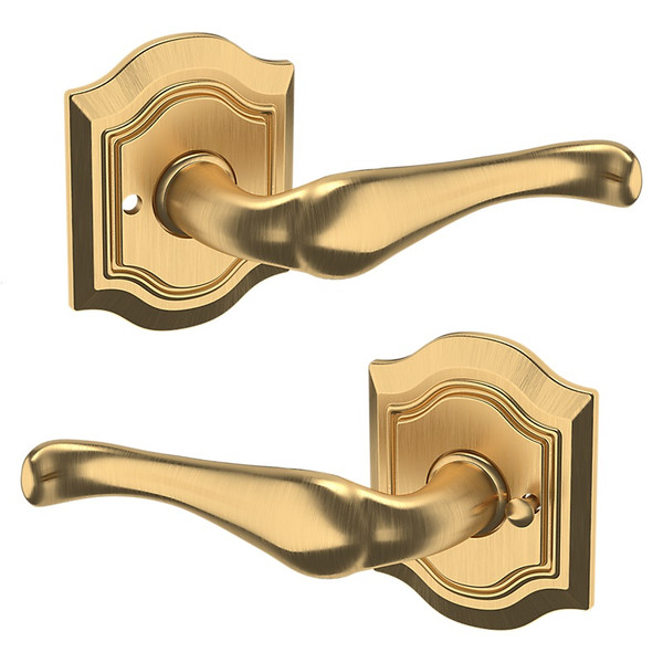 Baldwin 5447V044PRIV-PRE Lifetime Satin Brass Privacy Lever with R027 Rose