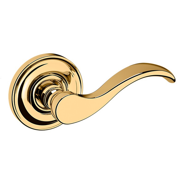 Baldwin 5455V031PASS-PRE Non-lacquered Brass Passage Wave Lever with 5048 Rose