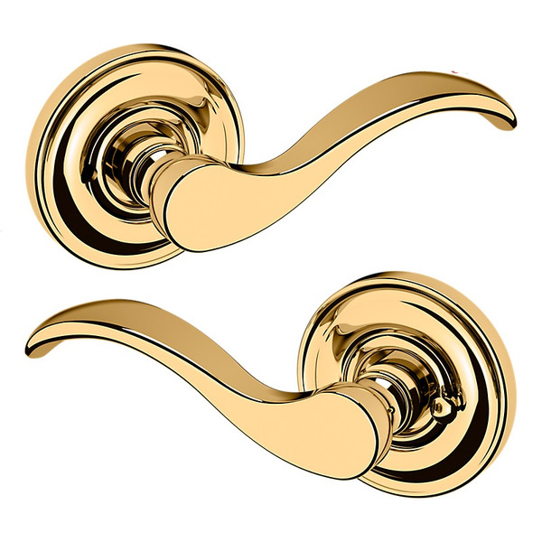 Baldwin 5455V031PRIV-PRE Non-lacquered Brass Privacy Wave Lever with 5048 Rose