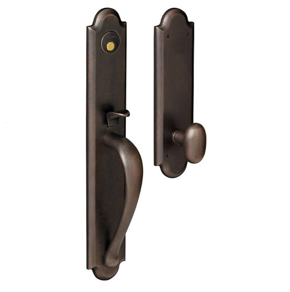 Baldwin 6402402FD Distressed Oil Rubbed Bronze Dummy Boulder Full Handleset with Oval Knob