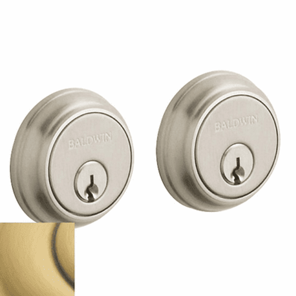 Baldwin 8021060 Satin Brass & Brown Double Cylinder Traditional Deadbolt