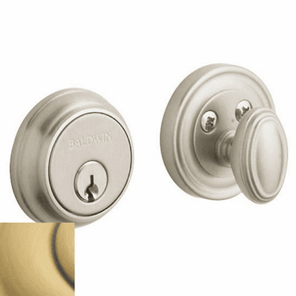 Baldwin 8031060 Satin Brass & Brown Single Cylinder Traditional Deadbolt