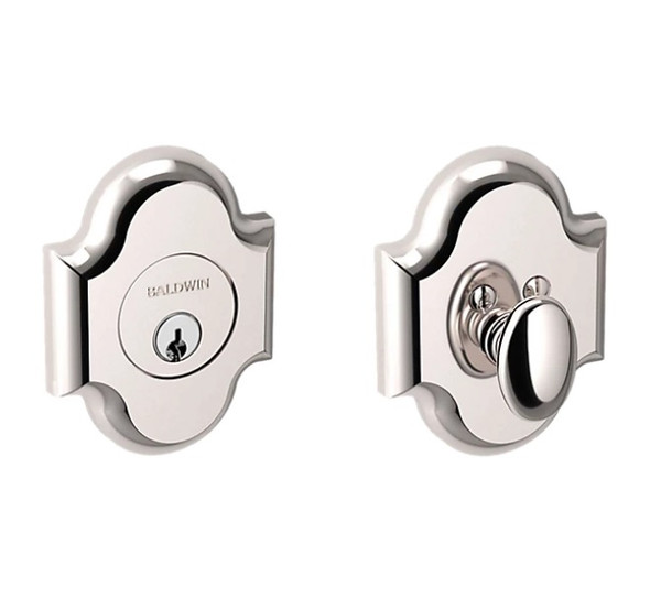 Baldwin 8252055 Lifetime Polished Nickel Single Cylinder Arched Deadbolt