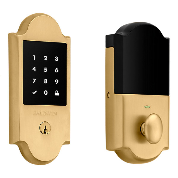 Baldwin 8235033 Stand Alone Boulder Touchscreen Deadbolt Vintage Brass Finish