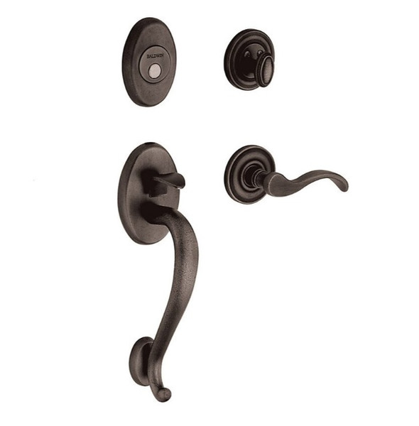 Baldwin 85315402RFD/LFD Distressed Oil Rubbed Bronze Dummy Logan Handleset with Wave Lever