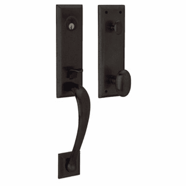 Baldwin 85352402ENTR Distressed Oil Rubbed Bronze Single Cylinder Cody 3/4 Handleset with Oval Knob