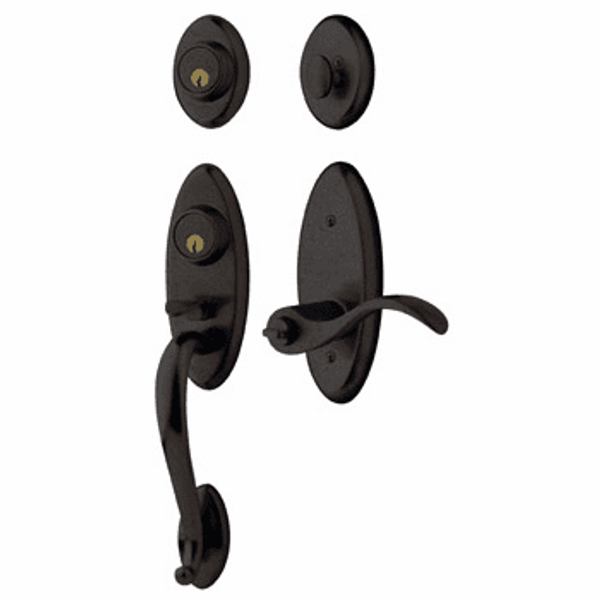 Baldwin 853454022RH/2LH Distressed Oil Rubbed Bronze Single Cylinder Landon 2-Point Handleset with Wave Lever