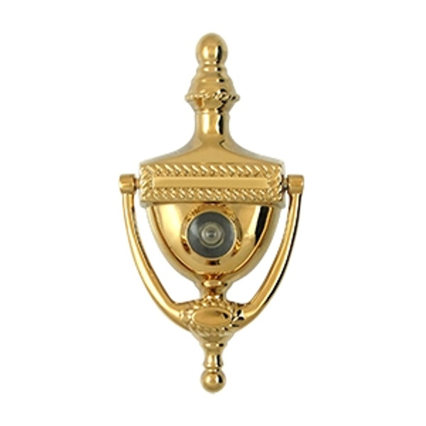 Deltana DKV6RCR003 Lifetime Polished Brass Victorian Rope Door Knocker with Viewer