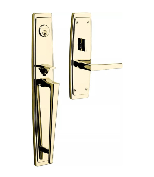 Baldwin 85397003LENT Lifetime Polished Brass Single Cylinder Palm Springs Full Handleset with L024 Lever (Left)