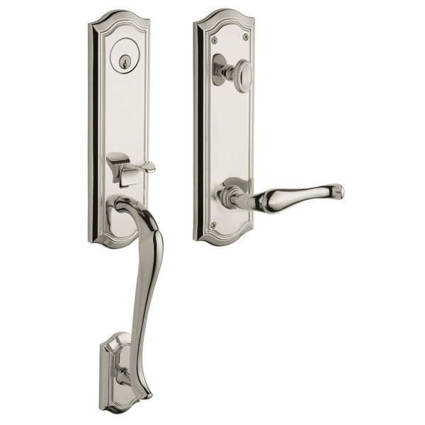 Baldwin 85337055RFD/LFD Lifetime Polished Nickel Dummy Bethpage Handleset with Bethpage Lever