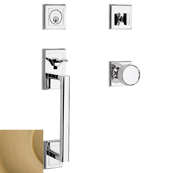 Baldwin 85310044ENTR Lifetime Satin Brass Single Cylinder Hollywood Hills Handleset with Knob