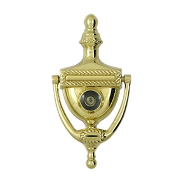 Deltana DKV6RU3 Polished Brass Victorian Rope Door Knocker with Viewer