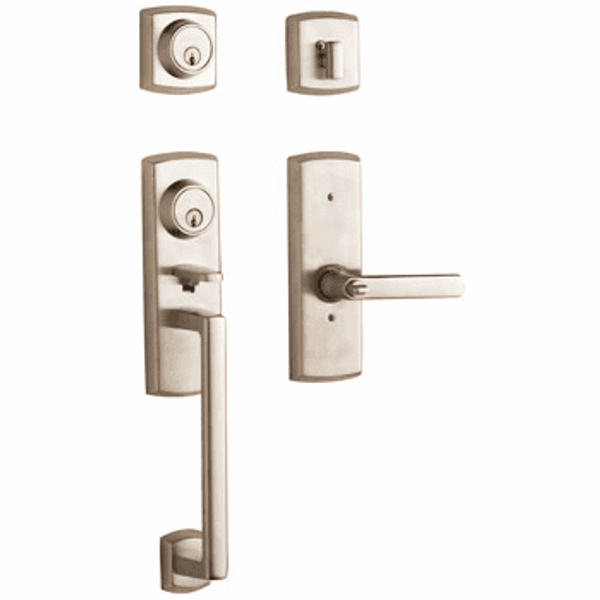 Baldwin 853850562RFD/2LFD Lifetime Satin Nickel Dummy Soho 2-Point Handleset with Soho Lever