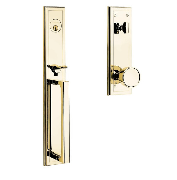 Baldwin 85311031ENTR Non-Lacquered Brass Single Cylinder Hollywood Hills Full Handleset with Knob