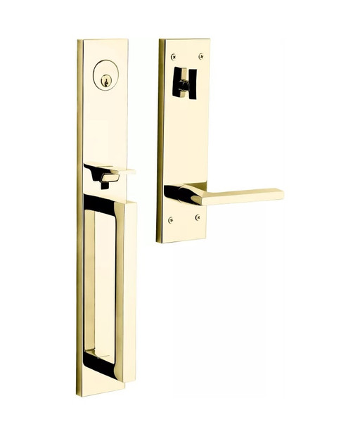 Baldwin 85392031LENT Non-Lacquered Brass Single Cylinder Minneapolis Full Handleset with 5162 Lever (Left)