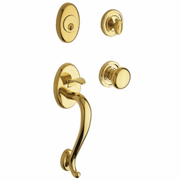 Baldwin 85315031ENTR Non-lacquered Brass Single Cylinder Logan Handleset with Classic Knob