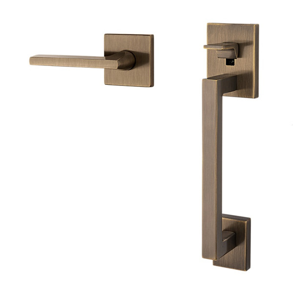Baldwin 85390050ACRH Satin Brass & Black Minneapolis Sectional Entry Handleset Kit (Right)
