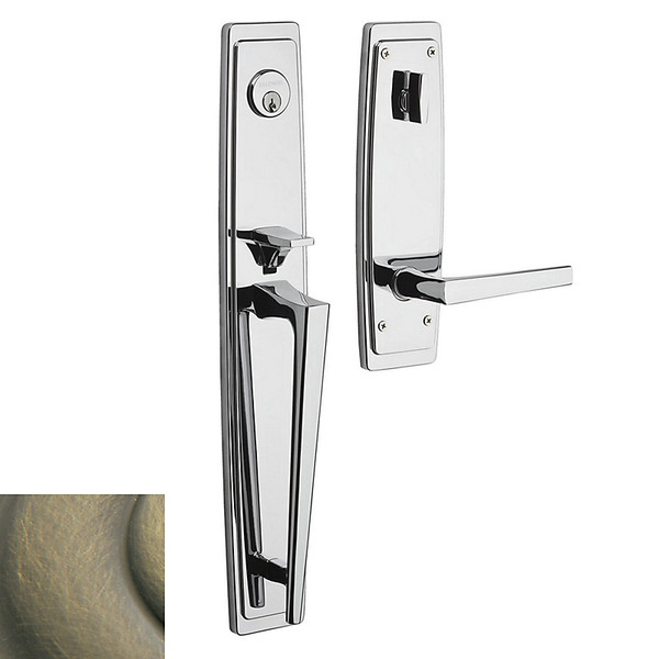 Baldwin 85397050LENT Satin Brass & Black Single Cylinder Palm Springs Full Handleset with L024 Lever (Left)