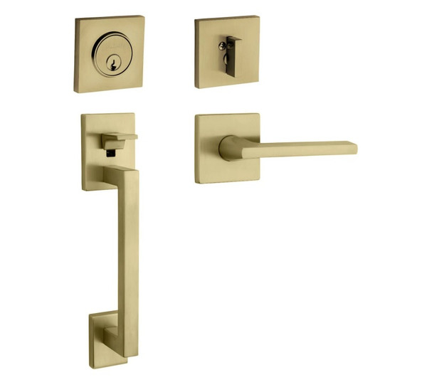 Baldwin 85390033LENT Vintage Brass Single Cylinder Minneapolis Handleset with 5162 Lever (Left)