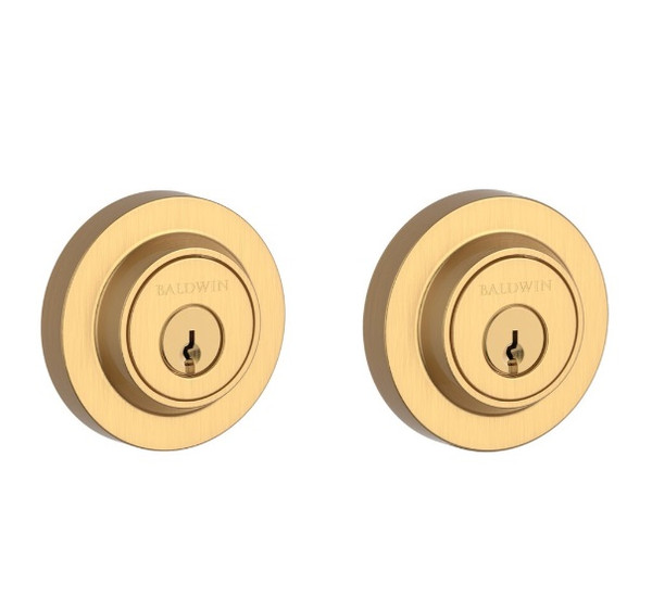 Baldwin Reserve DCCRD044 Lifetime Satin Brass Double Cylinder Contemporary Round Deadbolt