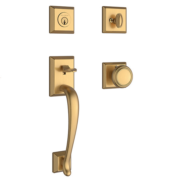 Baldwin Reserve FDNAP044 Lifetime Satin Brass Napa Dummy Handleset with Your Choice of Handle and Rosette