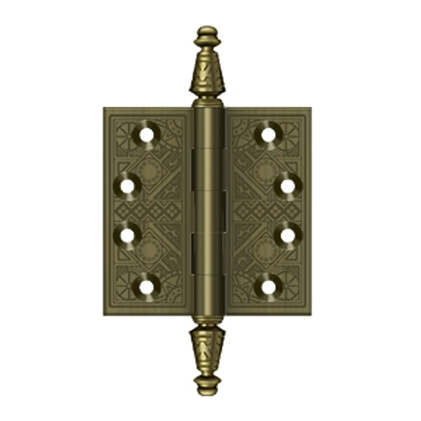 Deltana DSBP35U5 Antique Brass Ornate 3-1/2" x 3-1/2" Square Corner Brass Hinge