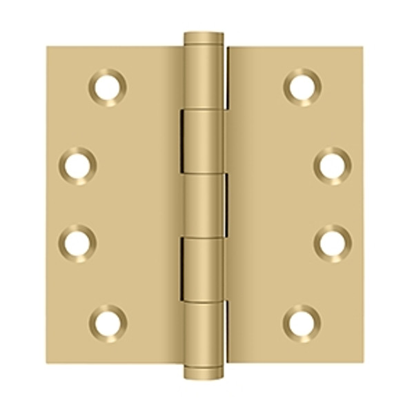Deltana DSB44 Brushed Brass Standard 4" x 4" Square Corner Brass Hinge