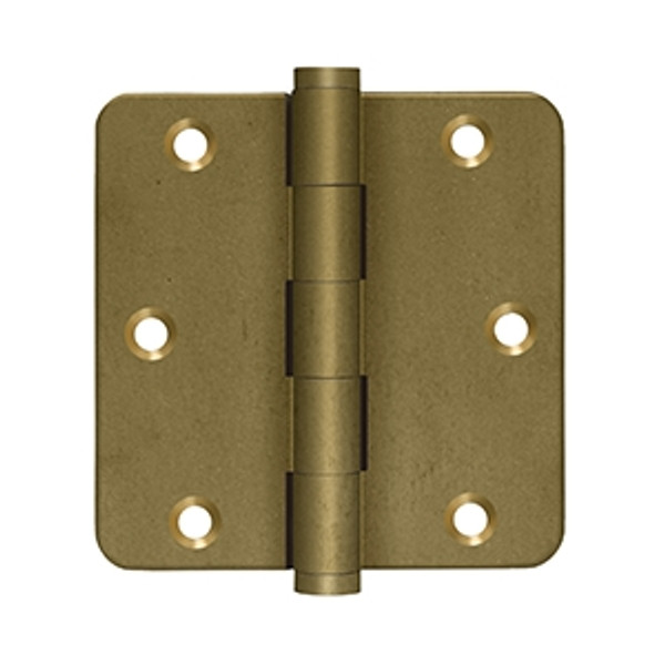 Deltana DSB35R410BM-R Bronze Medium Distressed Finish 3-1/2" x 3-1/2" 1/4" Radius Brass Hinge