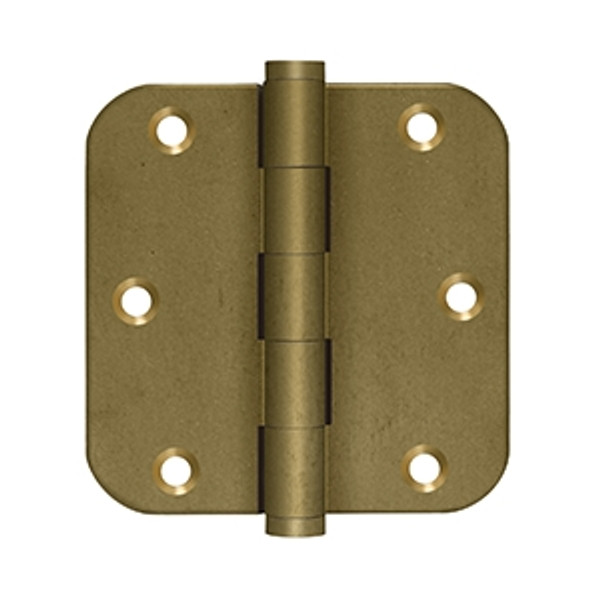 Deltana DSB35R510BM-R Bronze Medium Distressed Finish 3-1/2" x 3-1/2" 5/8" Radius Brass Hinge