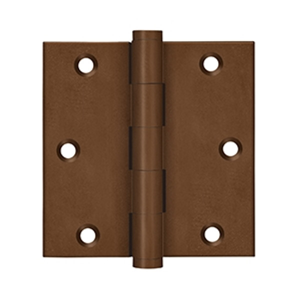 Deltana DSB3510BR Bronze Rust Distressed Finish 3-1/2 x 3-1/2 Square Corner Brass Hinge