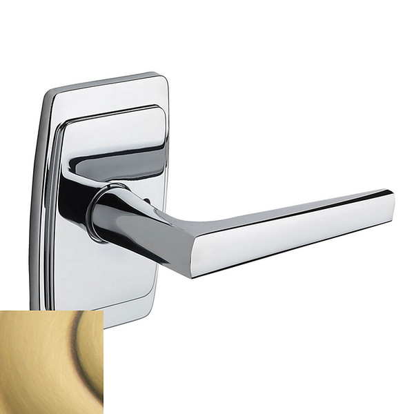Baldwin L024.060.FD Satin Brass & Brown Full Dummy L024 Solid Brass Lever with Your Choice of Rosette