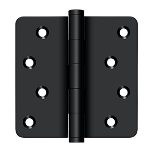 Deltana DSB4R419-RZ Flat Black Residential Zig-zag Hole Pattern 4" x 4" 1/4" Radius Corner Brass Hinge