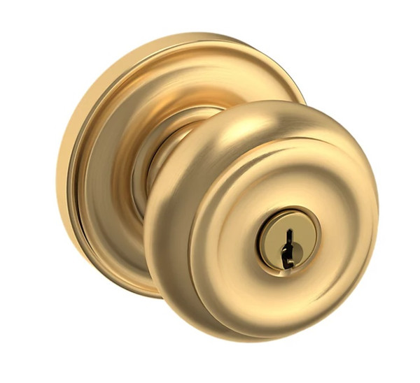 Baldwin 5210044FD Lifetime Satin Brass Exterior Full Dummy Colonial Knob with 5048 Rose