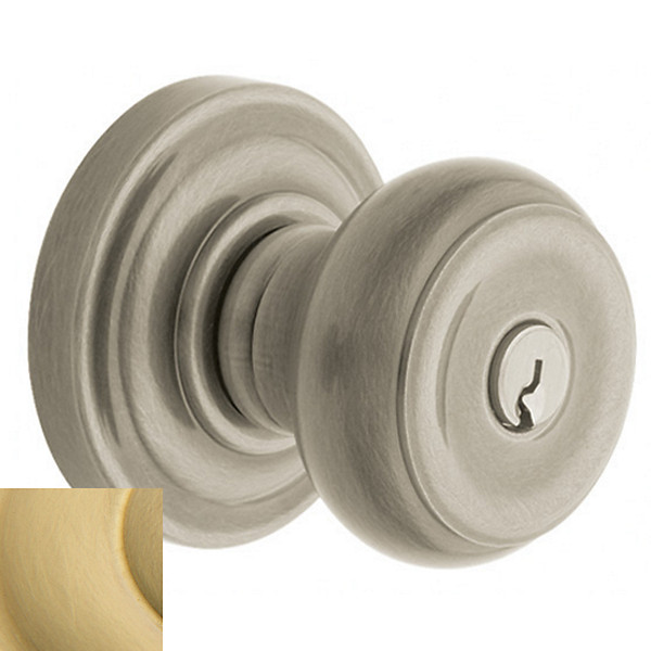 Baldwin 5211044FD Lifetime Satin Brass Exterior Full Dummy Colonial Knob with 5048 Rose