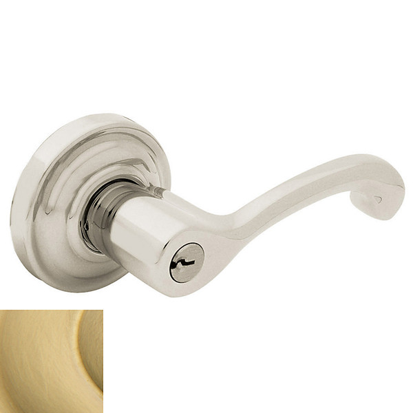 Baldwin 5246044RENT/LENT Lifetime Satin Brass Keyed Entry Classic Lever with 5048 Rose