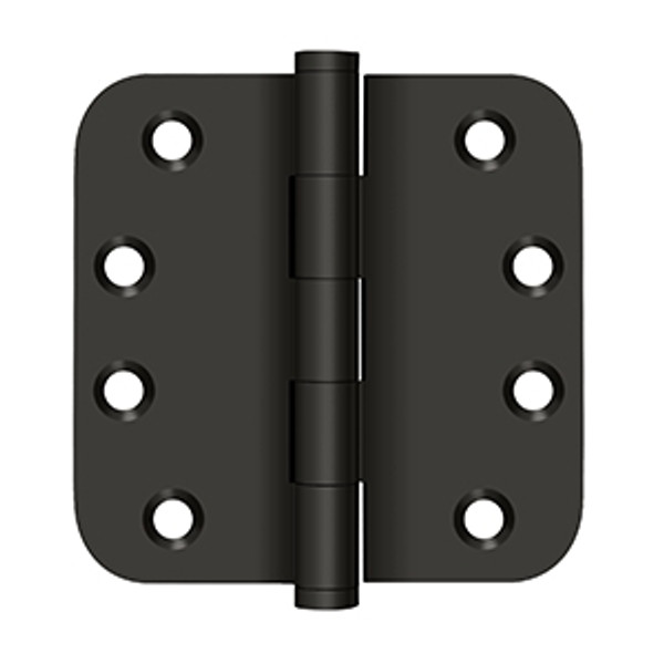 Deltana DSB4R510B Oil Rubbed Bronze Standard 4" x 4" 5/8" Radius Corner Brass Hinge