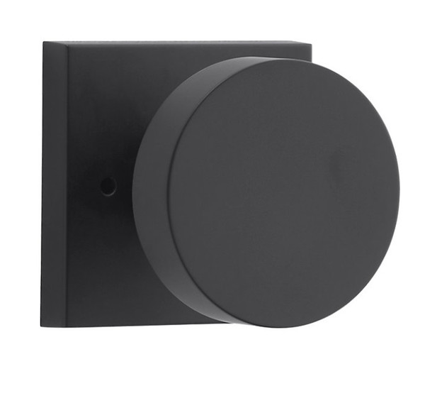 Baldwin Reserve PVCONCSR190 Satin Black Privacy Contemporary Knob with Contemporary Square Rose