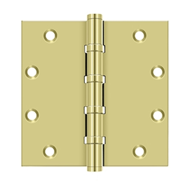 Deltana DSB55B3 Polished Brass 4 Ball Bearing 5" x 5" Square Corner Brass Hinge