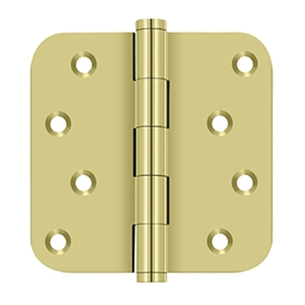 Deltana DSB4R53-RZ Polished Brass Residential Zig-zag Hole Pattern 4" x 4" 5/8" Radius Corner Brass Hinge