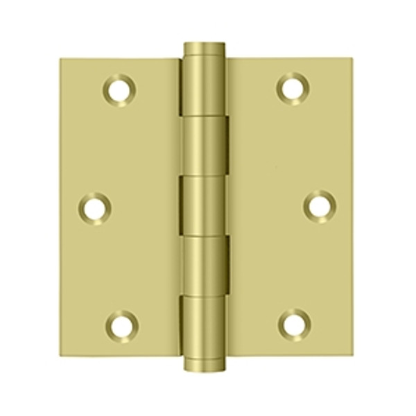 Deltana DSB353 Polished Brass Standard 3-1/2" x 3-1/2" Square Corner Brass Hinge