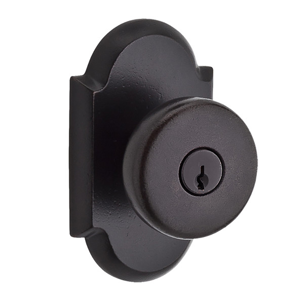 Baldwin Reserve ENRUSRAR481 Dark Bronze Keyed Entry Rustic Knob with Rustic Arched Rose