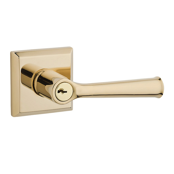 Baldwin Reserve ENFEDTSR003 Lifetime Brass Keyed Entry Federal Lever with Traditional Square Rose