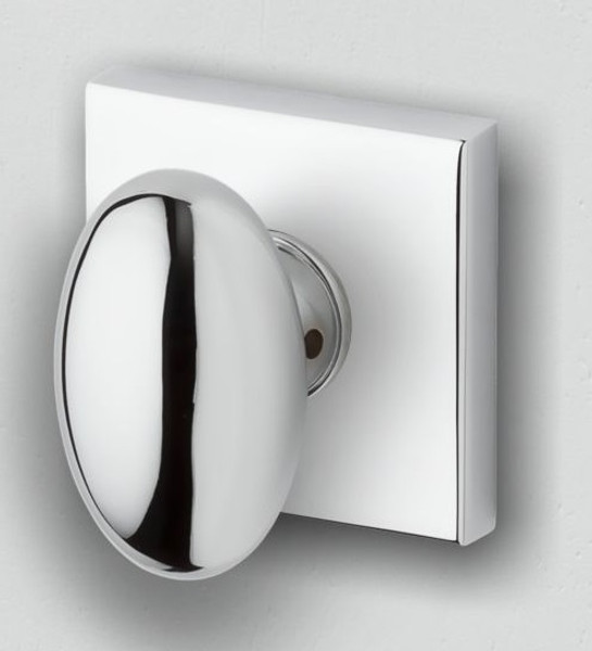 Baldwin Reserve ENELLCSR260 Polished Chrome Keyed Entry Ellipse Knob with Contemporary Square Rose