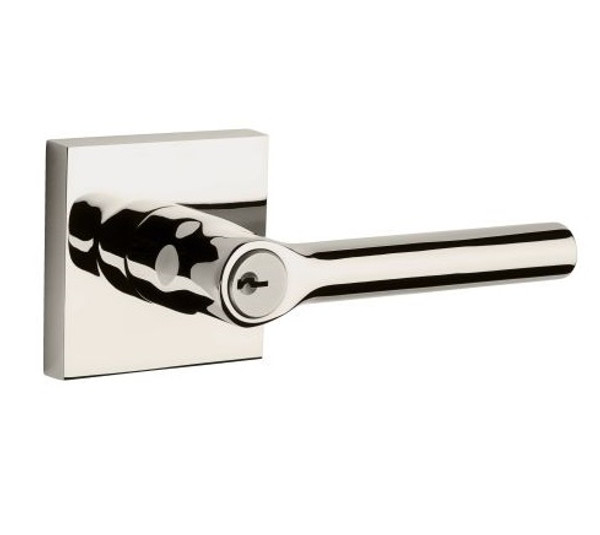 Baldwin Reserve ENTUBCSR055 Lifetime Polished Nickel Keyed Entry Tube Lever with Contemporary Square Rose