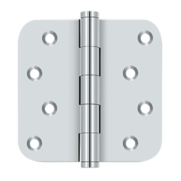 Deltana DSB4R526-RZ Polished Chrome Residential Zig-zag Hole Pattern 4" x 4" 5/8" Radius Corner Brass Hinge