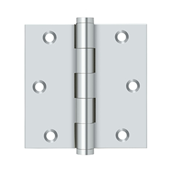 Deltana DSB3526 Polished Chrome Standard 3-1/2" x 3-1/2" Square Corner Brass Hinge