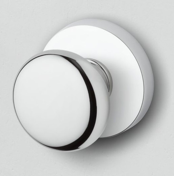 Baldwin Reserve FDROUCRR055 Lifetime Polished Nickel Full Dummy Round Knob with Contemporary Round Rose
