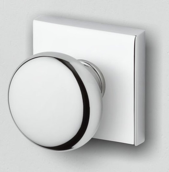 Baldwin Reserve FDROUCSR055 Lifetime Polished Nickel Full Dummy Round Knob with Contemporary Square Rose